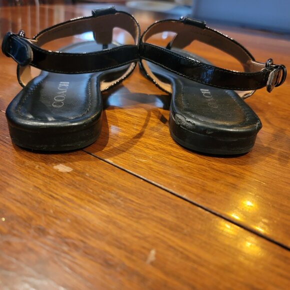 Coach Cassidy Black Leather Thong Sandals - Picture 7 of 13